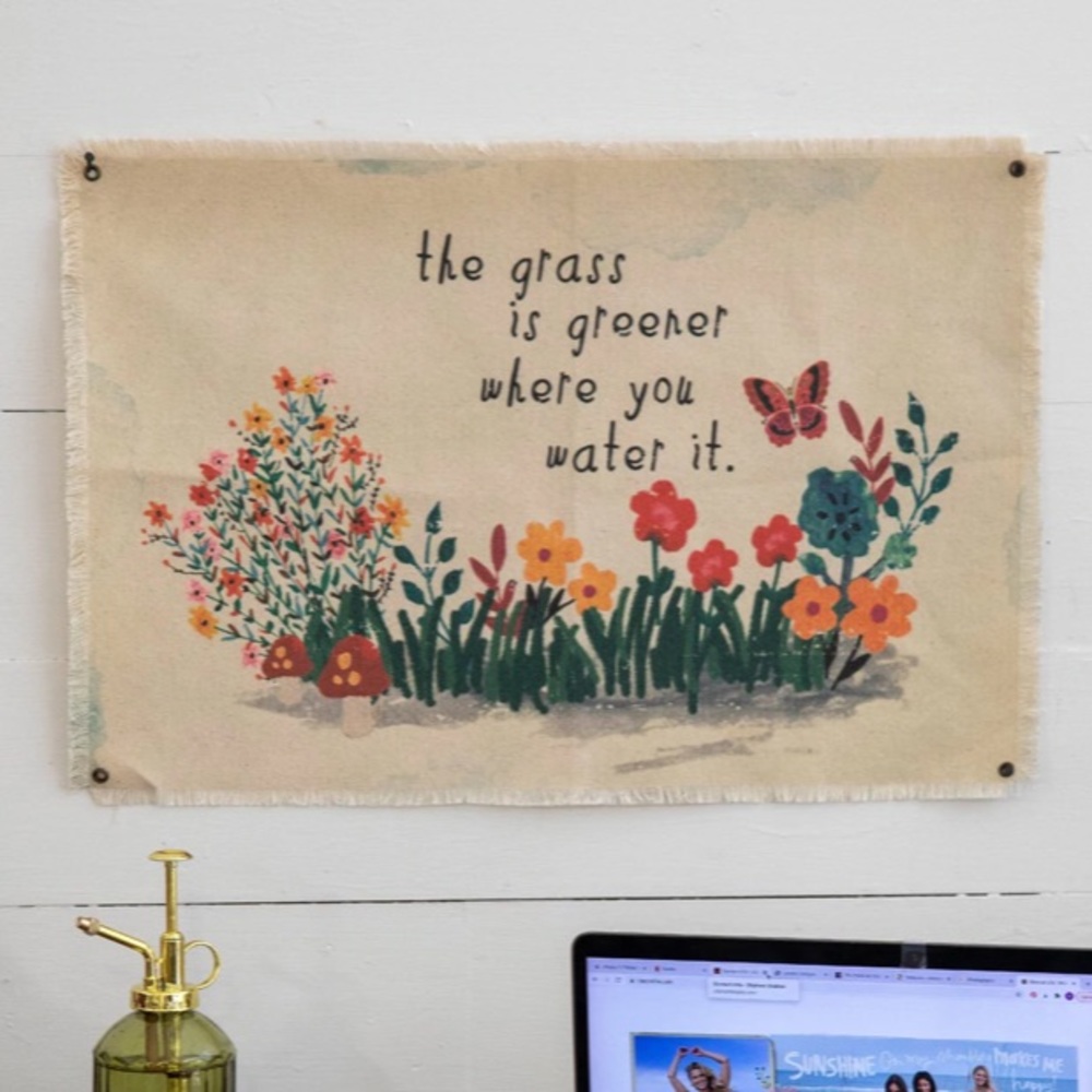 NEW canvas tapestry “the grass is greener”